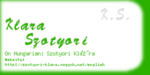 klara szotyori business card